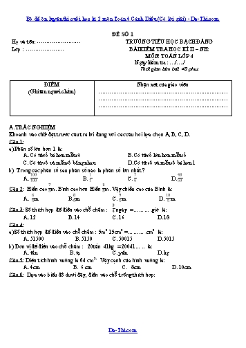 Bộ đề ôn luyện thi cuối học kì 2 môn Toán 4 Cánh Diều (Có lời giải)