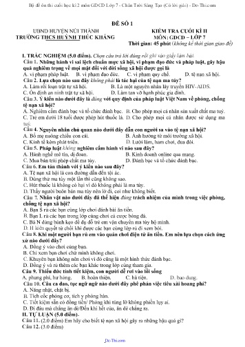 Bộ đề ôn thi cuối học kì 2 môn GDCD Lớp 7 - Chân Trời Sáng Tạo (Có lời giải)