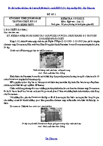 Bộ đề ôn thi cuối học kì 2 môn Ngữ văn 11 sách KNTT (Có đáp án đầy đủ)