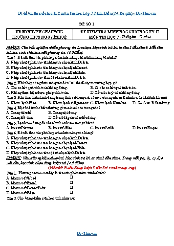 Bộ đề ôn thi cuối học kì 2 môn Tin học Lớp 7 Cánh Diều (Có lời giải)