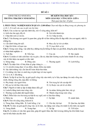 Bộ đề ôn thi cuối Kì 1 môn Giáo dục công dân Lớp 6 - Cánh Diều (Có lời giải)