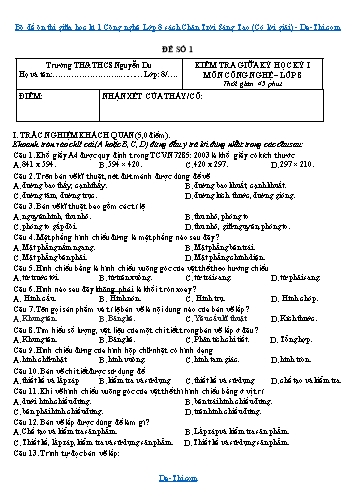 Bộ đề ôn thi giữa học kì 1 Công nghệ Lớp 8 sách Chân Trời Sáng Tạo (Có lời giải)