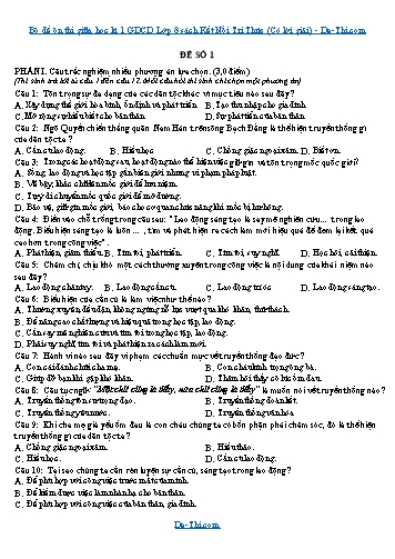 Bộ đề ôn thi giữa học kì 1 GDCD Lớp 8 sách Kết Nối Tri Thức (Có lời giải)