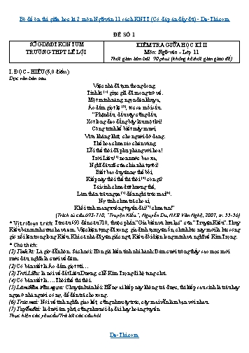 Bộ đề ôn thi giữa học kì 2 môn Ngữ văn 11 sách KNTT (Có đáp án đầy đủ)