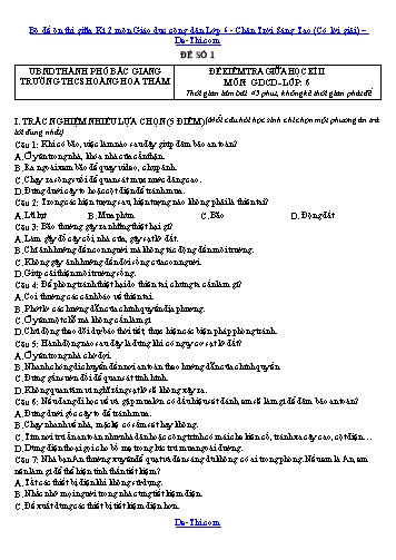 Bộ đề ôn thi giữa Kì 2 môn Giáo dục công dân Lớp 6 - Chân Trời Sáng Tạo (Có lời giải)