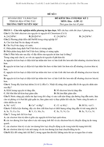Bộ đề ôn thi Hóa học 12 cuối Kì 2 sách Cánh Diều (Có lời giải chi tiết)