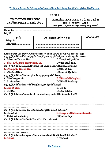 Bộ đề ôn thi học kì 2 Công nghệ 3 sách Chân Trời Sáng Tạo (Có lời giải)