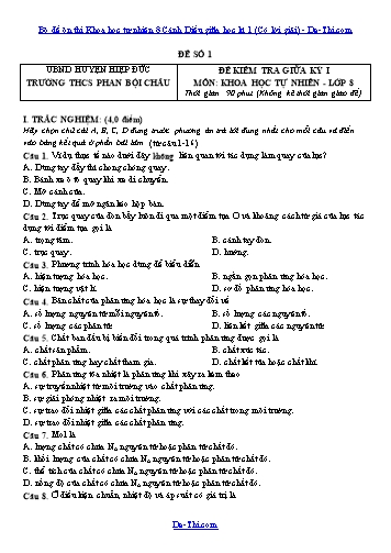 Bộ đề ôn thi Khoa học tự nhiên 8 Cánh Diều giữa học kì 1 (Có lời giải)