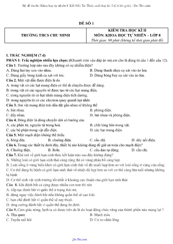 Bộ đề ôn thi Khoa học tự nhiên 8 Kết Nối Tri Thức cuối học kì 2 (Có lời giải)