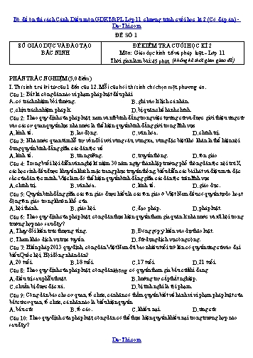 Bộ đề ôn thi sách Cánh Diều môn GDKT&PL Lớp 11 chương trình cuối học kì 2 (Có đáp án)