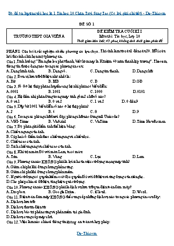 Bộ đề ôn luyện cuối học kì 1 Tin học 10 Chân Trời Sáng Tạo (Có lời giải chi tiết)