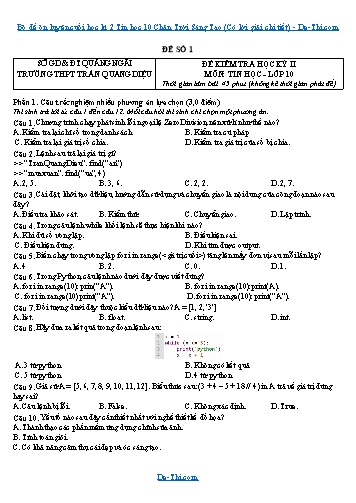Bộ đề ôn luyện cuối học kì 2 Tin học 10 Chân Trời Sáng Tạo (Có lời giải chi tiết)
