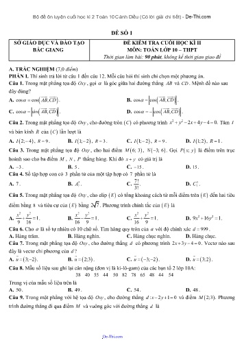 Bộ đề ôn luyện cuối học kì 2 Toán 10 Cánh Diều (Có lời giải chi tiết)