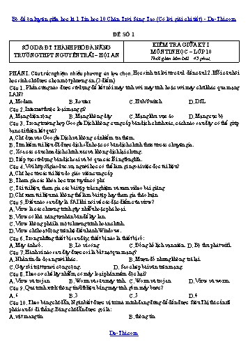 Bộ đề ôn luyện giữa học kì 1 Tin học 10 Chân Trời Sáng Tạo (Có lời giải chi tiết)
