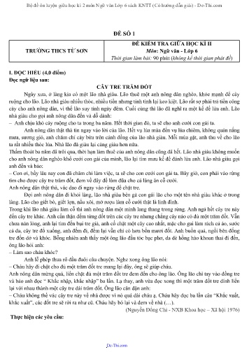 Bộ đề ôn luyện giữa học kì 2 môn Ngữ văn Lớp 6 sách KNTT (Có hướng dẫn giải)