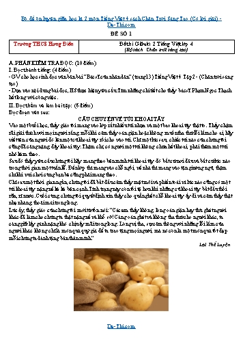 Bộ đề ôn luyện giữa học kì 2 môn Tiếng Việt 4 sách Chân Trời Sáng Tạo (Có lời giải)