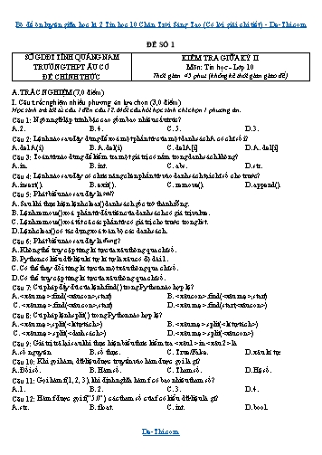 Bộ đề ôn luyện giữa học kì 2 Tin học 10 Chân Trời Sáng Tạo (Có lời giải chi tiết)