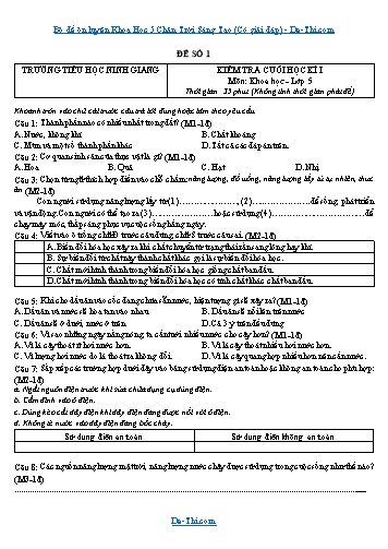 Bộ đề ôn luyện Khoa Học 5 Chân Trời Sáng Tạo (Có giải đáp)