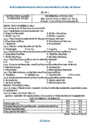 Bộ đề ôn luyện thi cuối học kì 1 Địa lí 9 sách Cánh Diều (Có lời giải)