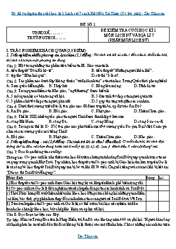 Bộ đề ôn luyện thi cuối học kì 1 Lịch sử 7 sách Kết Nối Tri Thức (Có lời giải)