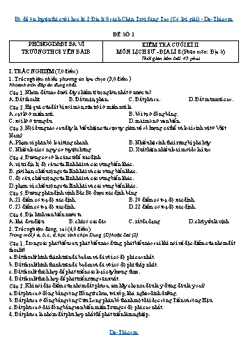 Bộ đề ôn luyện thi cuối học kì 2 Địa lí 8 sách Chân Trời Sáng Tạo (Có lời giải)