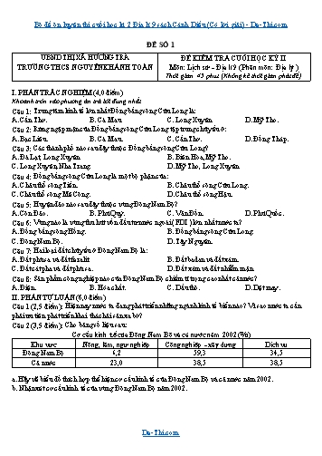 Bộ đề ôn luyện thi cuối học kì 2 Địa lí 9 sách Cánh Diều (Có lời giải)