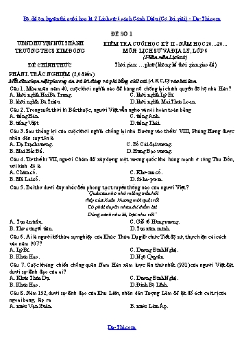 Bộ đề ôn luyện thi cuối học kì 2 Lịch sử 6 sách Cánh Diều (Có lời giải)