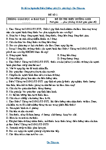 Bộ đề ôn luyện thi Điều Dưỡng giỏi (Có giải đáp)