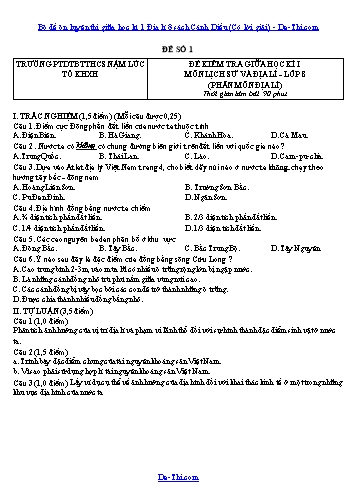 Bộ đề ôn luyện thi giữa học kì 1 Địa lí 8 sách Cánh Diều (Có lời giải)
