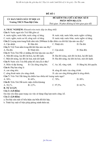 Bộ đề ôn luyện thi giữa học kì 2 Địa lí 6 sách Cánh Diều (Có lời giải)