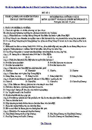 Bộ đề ôn luyện thi giữa học kì 2 Địa lí 7 sách Chân Trời Sáng Tạo (Có lời giải)