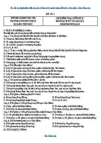 Bộ đề ôn luyện thi giữa học kì 2 Địa lí 8 sách Cánh Diều (Có lời giải)