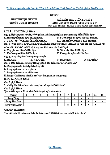 Bộ đề ôn luyện thi giữa học kì 2 Địa lí 8 sách Chân Trời Sáng Tạo (Có lời giải)