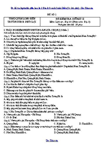 Bộ đề ôn luyện thi giữa học kì 2 Địa lí 9 sách Cánh Diều (Có lời giải)