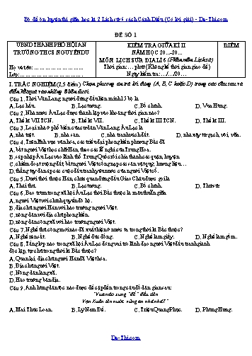 Bộ đề ôn luyện thi giữa học kì 2 Lịch sử 6 sách Cánh Diều (Có lời giải)