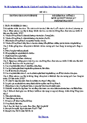 Bộ đề ôn luyện thi giữa học kì 2 Lịch sử 7 sách Chân Trời Sáng Tạo (Có lời giải)