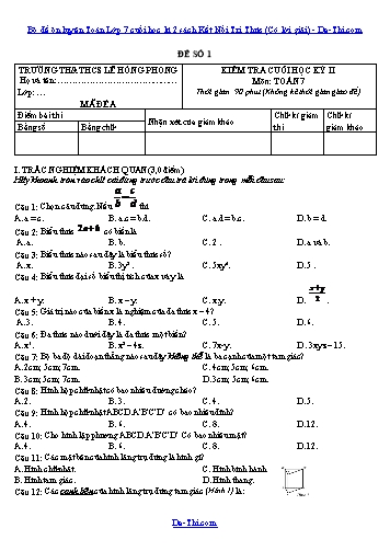 Bộ đề ôn luyện Toán Lớp 7 cuối học kì 2 sách Kết Nối Tri Thức (Có lời giải)
