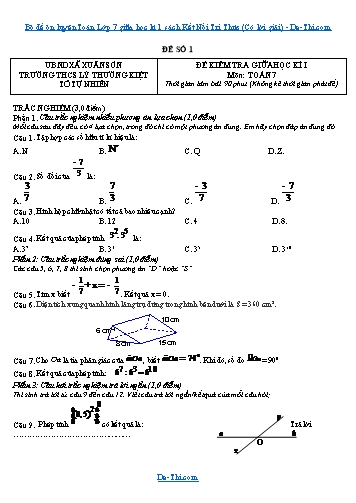 Bộ đề ôn luyện Toán Lớp 7 giữa học kì 1 sách Kết Nối Tri Thức (Có lời giải)