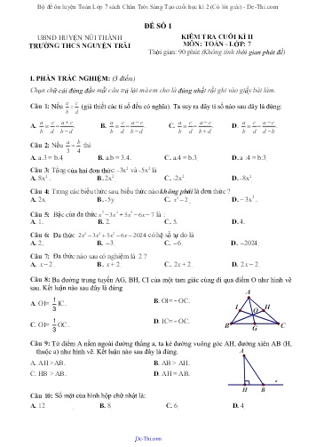 Bộ đề ôn luyện Toán Lớp 7 sách Chân Trời Sáng Tạo cuối học kì 2 (Có lời giải)