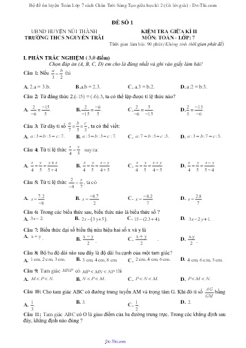Bộ đề ôn luyện Toán Lớp 7 sách Chân Trời Sáng Tạo giữa học kì 2 (Có lời giải)