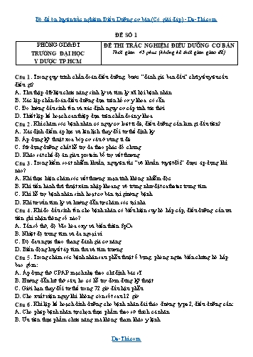 Bộ đề ôn luyện trắc nghiệm Điều Dưỡng cơ bản (Có giải đáp)