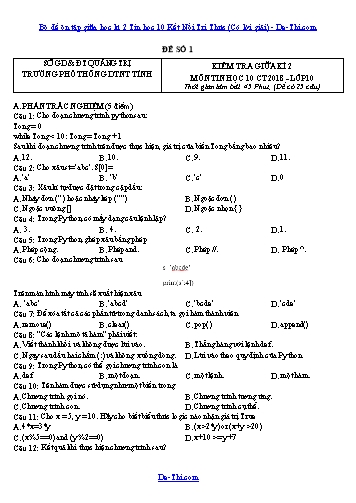 Bộ đề ôn tập giữa học kì 2 Tin học 10 Kết Nối Tri Thức (Có lời giải)