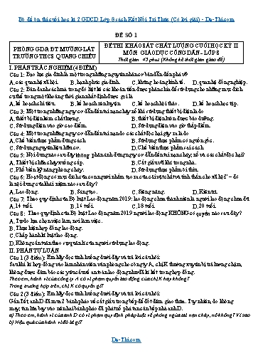 Bộ đề ôn thi cuối học kì 2 GDCD Lớp 8 sách Kết Nối Tri Thức (Có lời giải)