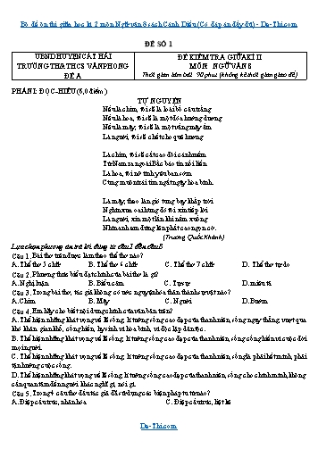 Bộ đề ôn thi giữa học kì 2 môn Ngữ văn 8 sách Cánh Diều (Có đáp án đầy đủ)
