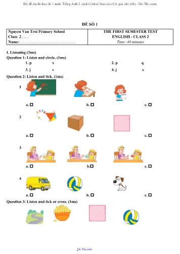 Bộ đề ôn thi học kì 1 môn Tiếng Anh 2 sách Global Success (Có giải chi tiết)
