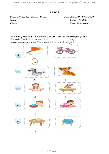 Bộ đề ôn thi học kì 2 môn Tiếng Anh 2 sách Global Success (Có giải chi tiết)