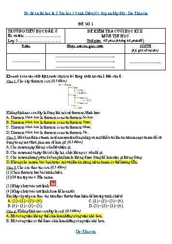 Bộ đề ôn thi học kì 2 Tin học 3 Cánh Diều (Có đáp án đầy đủ)