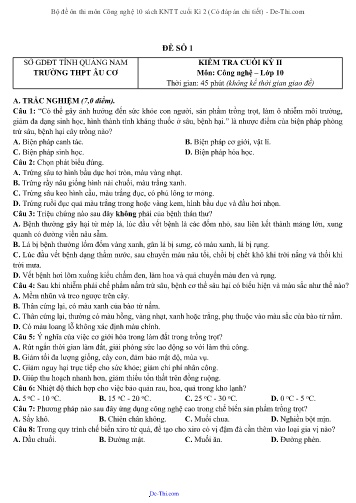 Bộ đề ôn thi môn Công nghệ 10 sách KNTT cuối Kì 2 (Có đáp án chi tiết)