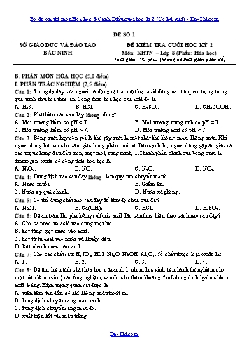 Bộ đề ôn thi môn Hóa học 8 Cánh Diều cuối học kì 2 (Có lời giải)