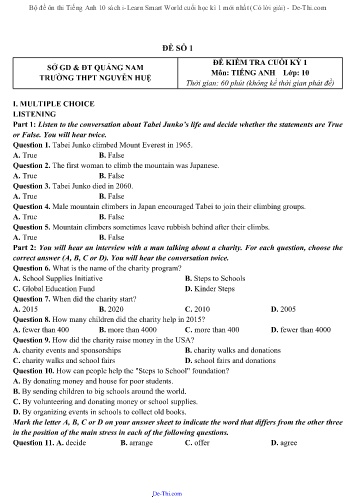 Bộ đề ôn thi Tiếng Anh 10 sách i-Learn Smart World cuối học kì 1 mới nhất (Có lời giải)